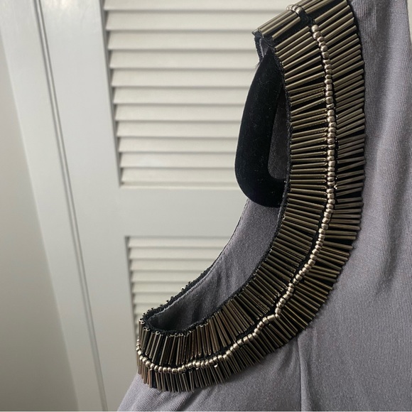 WOMENS M GRAY ONE SHOULDER DRESS - Picture 3 of 4